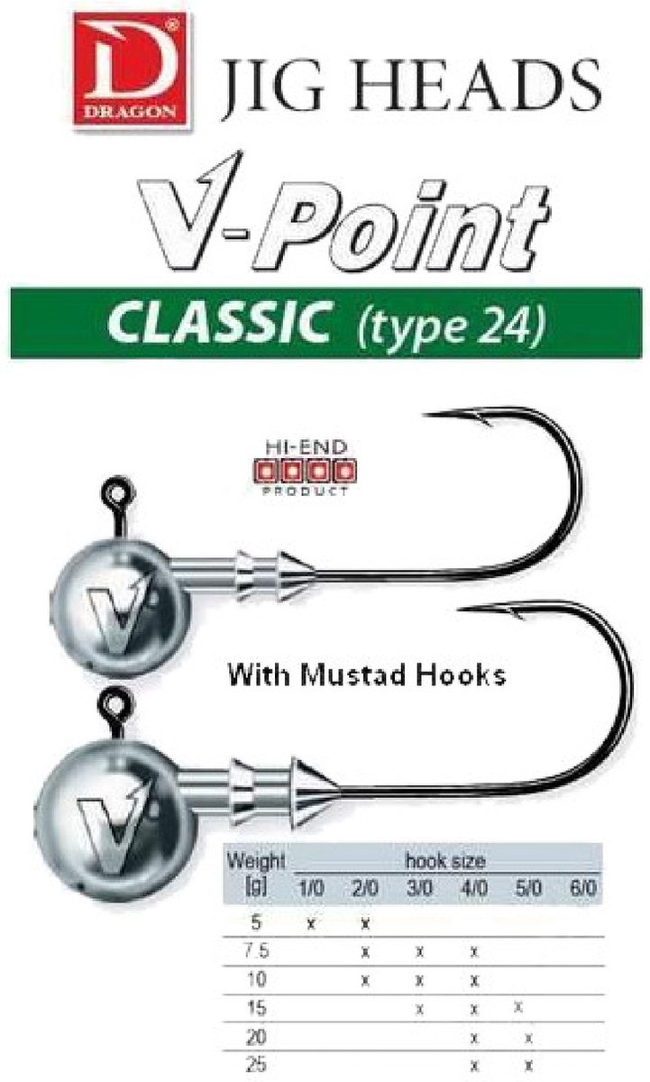 Dragon V-Point Loodkop 20 gr 5 pcs. Size 4/0