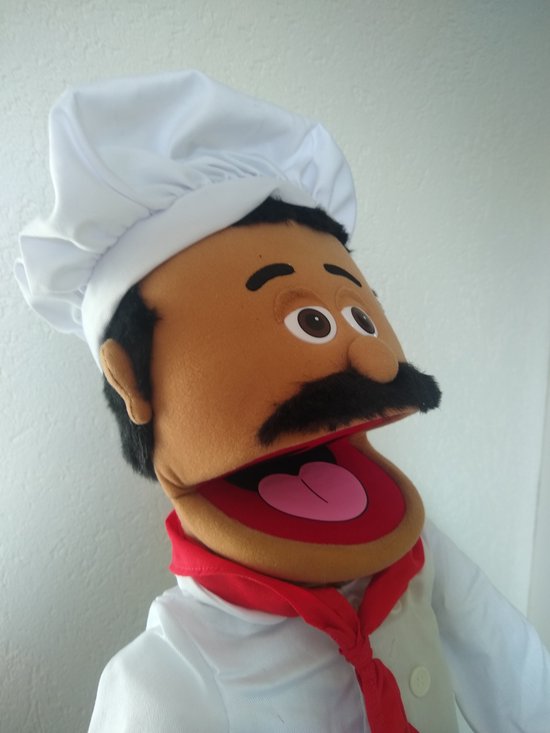 Sillypuppets - Handpoppen - Chef Luigi 60cm - Pizzabakker - Banketbakker - Chefkok - Poppentheater