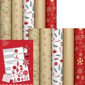 WINTER GARDEN - kerstpapier assortiment cadeaupapier inpakpapier voor kerst - 2 meter x 70 cm - 10 rollen - inclusief labels