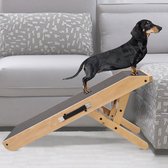 Hondenloopplank- Hondentrap voor grote en kleine honden PriorPet - Instelbaar 18 tot 53 cm - Voor Bed en Bank - Berkenhout - Landingsplatform sluit naadloos aan - Loopplank Hond Opvouwbaar - Naturel