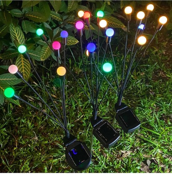 Solar Garden Lights Firefly - Multicolor - Solar Lichtbolletjes - Lichtbollen - Solar Garden Lights - Firefly Lights - Vuurvliegjes - Zonne Energie Lampjes - Led Lampjes - Set van 2! - Waterproof - Bruiloft - Buitenverlichting - Knipperend