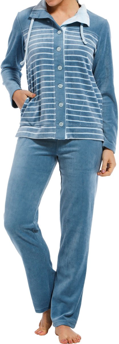 Pastunette Huispak Pastunette - Cozy Stripes - Velour - Blauw