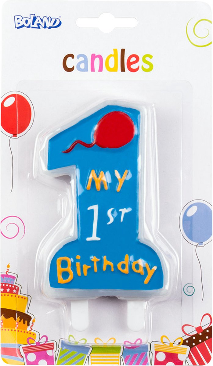 Boland - Kaarsje 'My 1st birthday' blauw Blauw - Geen thema - Verjaardag