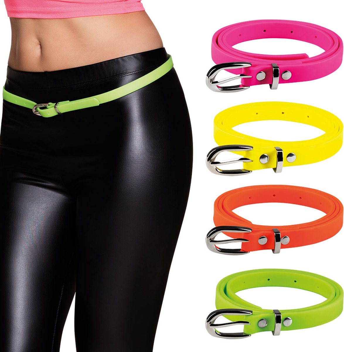 Boland - Riem 90's neon assorti Neon - Volwassenen - Vrouwen - Hippie - 80's & 90's - Disco