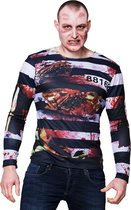 Boland - Fotorealistisch shirt Zombie prisoner (M/L) - Volwassenen - Zombie - Politie en Boeven- Halloween en Horror