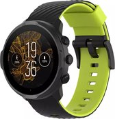 Siliconen Smartwatch bandje - Geschikt voor Suunto 7 siliconen bandje - lichtgroen/zwart - Strap-it Horlogeband / Polsband / Armband