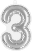 Boland - Folieballon sticker '3' zilver Zilver - Geen thema - Verjaardag - Jubileum - Raamsticker