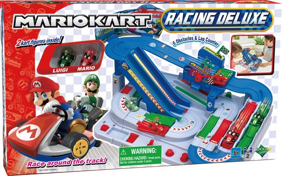 EPOCH Games – Super Mario Kart Racing DX Racebaan – Inclusief Luigi & Mario Karts – 6 Obstakels