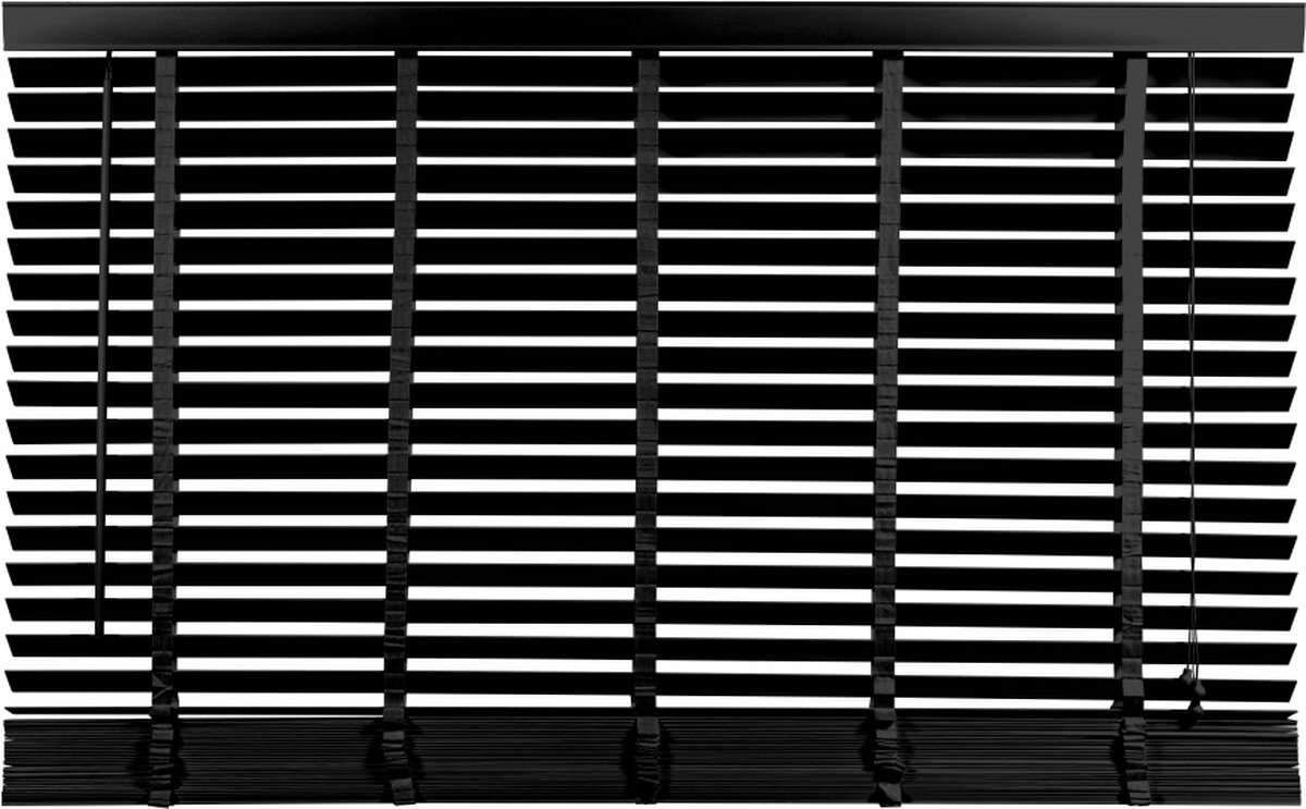 Houten Jaloezie Zwart - 160x130 cm (BxH) - Raamdecoratie - Lamelbreedte 50 mm - inc. Bedieningskoord en Draaistang - Eenvoudig op maat maken en monteren