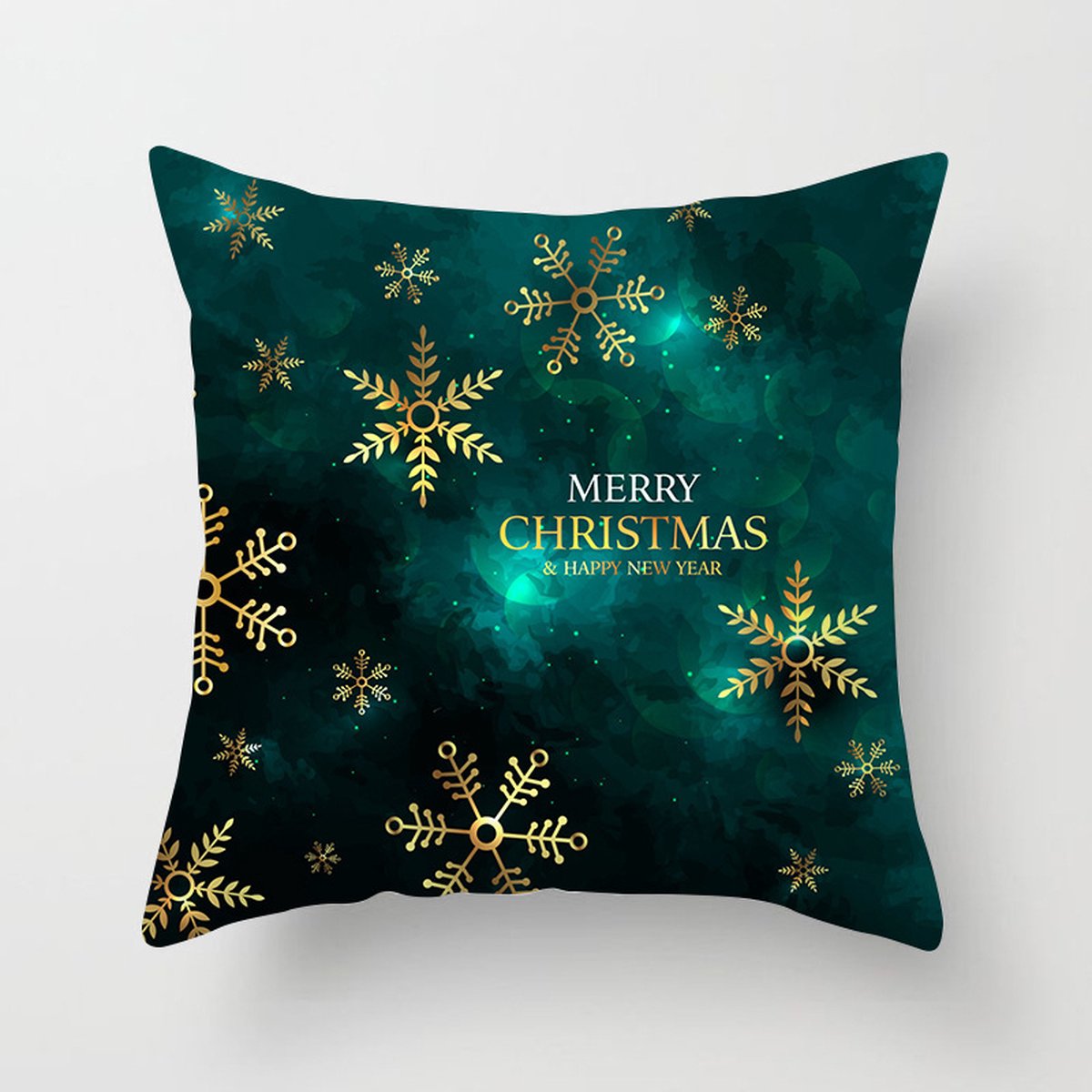 Without Lemon - Kerst Kussenhoes - Groen met Sneeuwvlokjes "Merry Christmas" - Kerst kussen - Kerstdagen - Feestdagen - Kerst - Decoratie - Woondecoratie - Kussenslopen - December - Cadeau