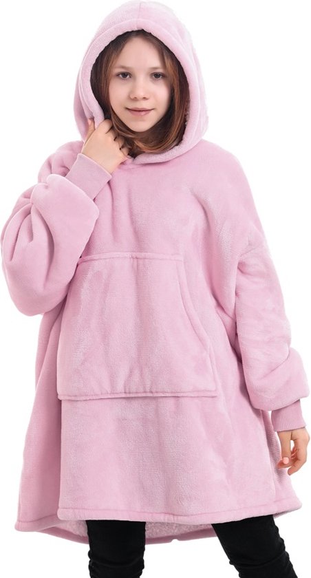 Couverture à capuche - Extra LONG - Polaire Sherpa de haute qualité - West - 84 cm - Oodie - Teens Pink