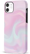 xoxo Wildhearts Sugar Rush - Double Layer - Roze hoesje geschikt voor iPhone 11 hoesje - Stevige case geschikt voor iPhone 11 - Marmer hoesje beschermhoes - Roze telefoonhoesje
