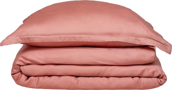 Coco & Cici - Tencel Sateen Dekbedovertrek 140 x 220 cm - 1 Persoons Beddengoed - Terra Roze - Lyocell - Hypoallergeen & Extra Zacht - 1 Kussensloop (60x70)