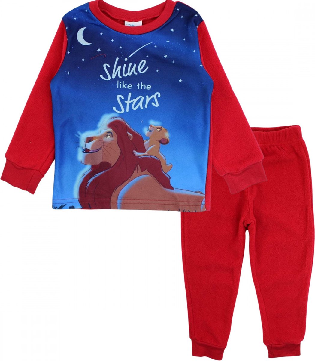 Lion King pyjama - fleece - Leeuwenkoning - rood - maat 92 - 2 jaar