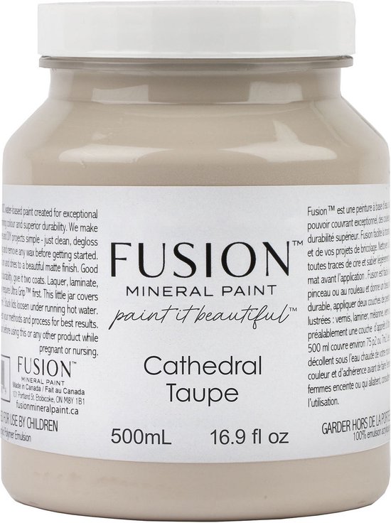 Foto: Fusion mineral paint meubelverf acryl taupe kleur cathedral taupe 500 ml