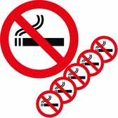 Trendoz Autocollant non fumeur carré de 10,5 cm - Ne pas fumer - Set 6x pièces
