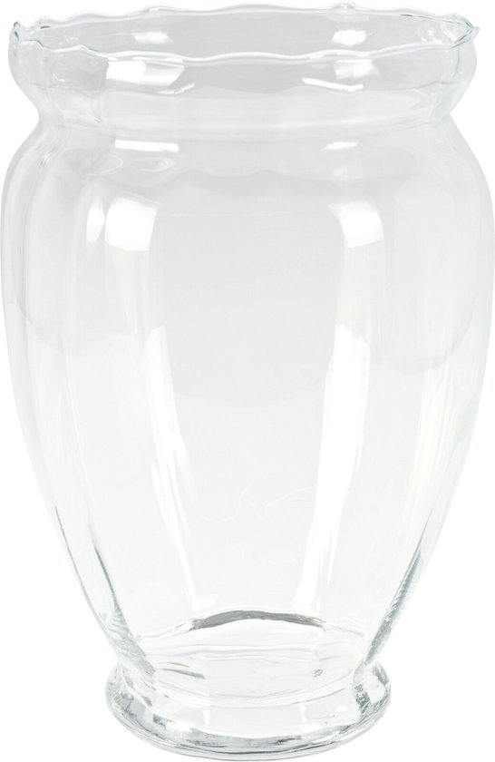 H&S Collection - Bloemen vaas - glas - transparant - D21 x H35 cm
