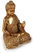 Arte r - Boeddha beeld polyresin goud 18 cm voor binnen rust houding