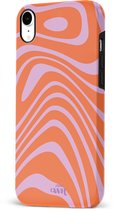 xoxo Wildhearts Boogie Wonderland Orange - Double Layer - Hard case geschikt voor iPhone XR hoesje - Golven print hoesje oranje - Beschermhoes shockproof case geschikt voor iPhone XR hoesje - Hoesje met golven print oranje