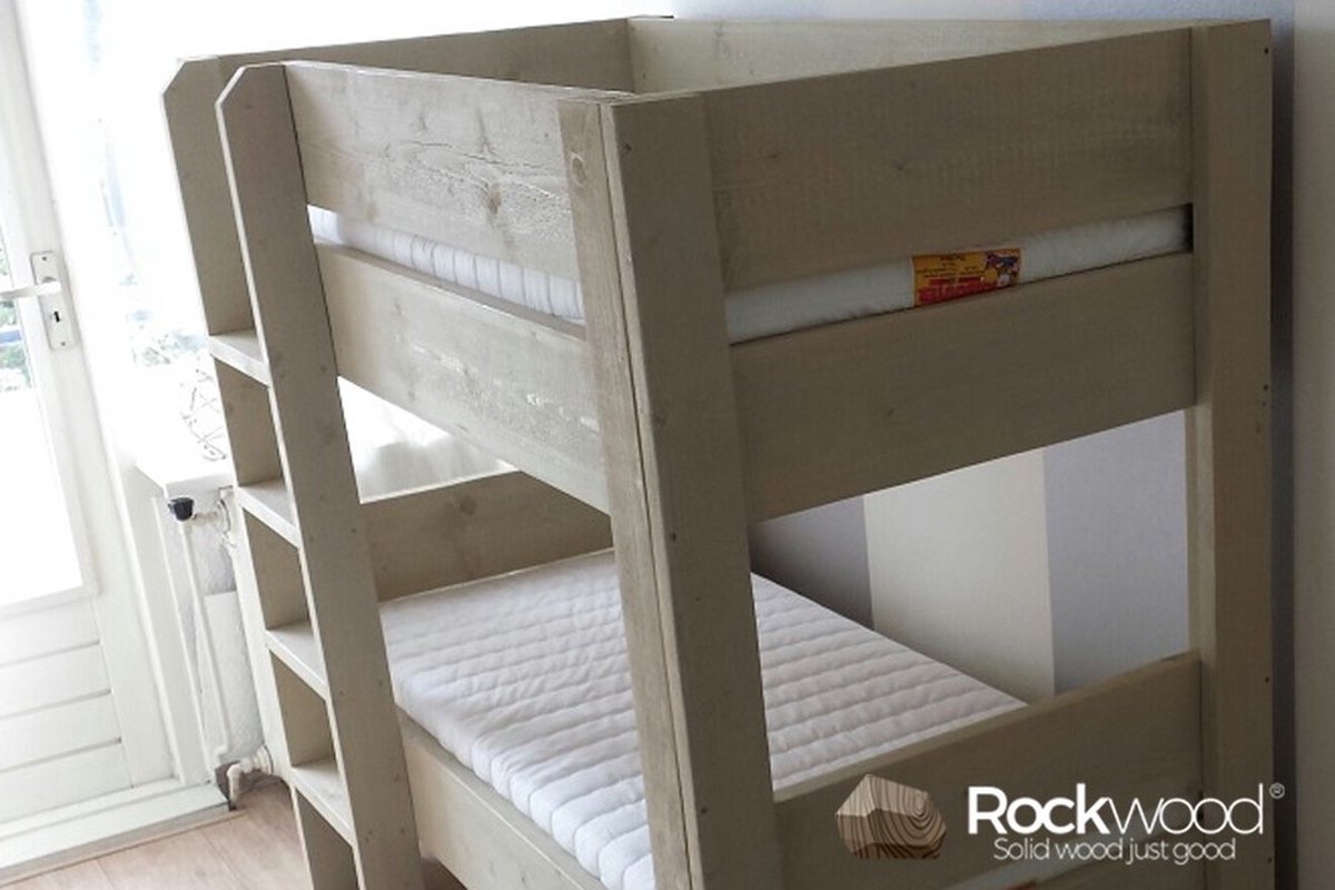 Rockwood® Bouwpakket Stapelbed Steigerhout antraciet wash Naturel