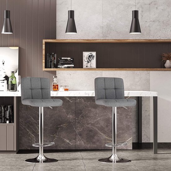 WOLTU 4 Barkrukken modern in Kunstleer,Barstoelen krukken poten in metaal sterk,Bruin BH249br-4