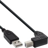 USB-A naar USB-B haaks (beneden) kabel - USB2.0 - tot 1A / zwart - 5 meter