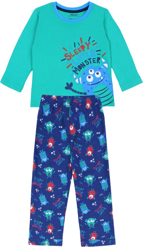 Monsters - Blauw-Groene Pyjama voor Jongens met Lange Mouwen / 98