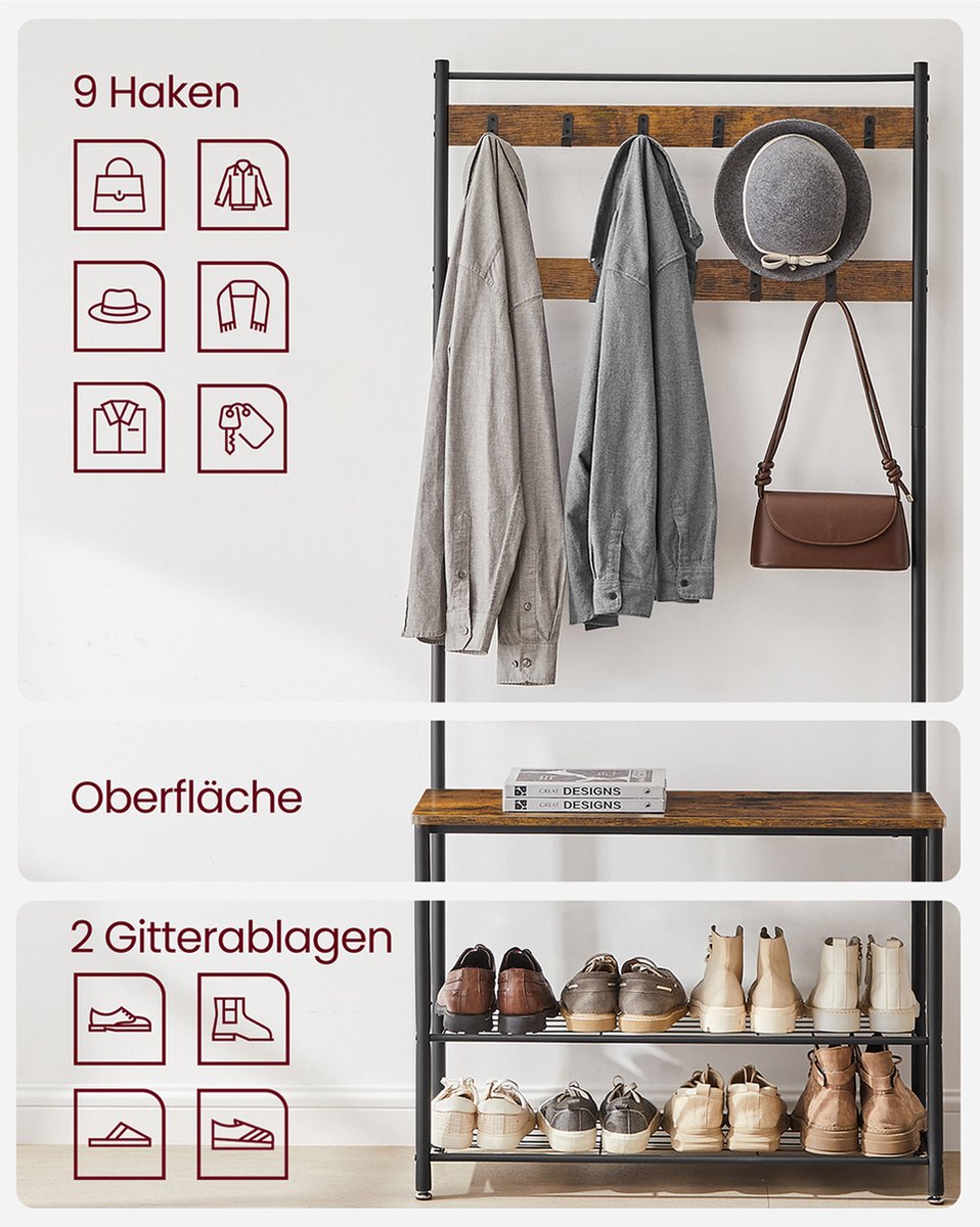 Deacon - Halkast met 2 deuren - Eiken - 90x33x190 cm