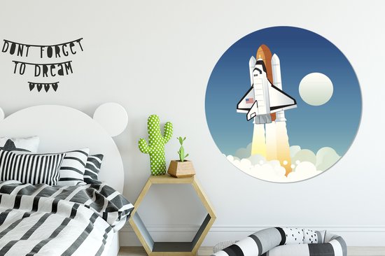 Une illustration d'un lancement de navette spatiale au petit matin Assiette en plastique cercle mural ⌀ 150 cm XXL / Groot format!