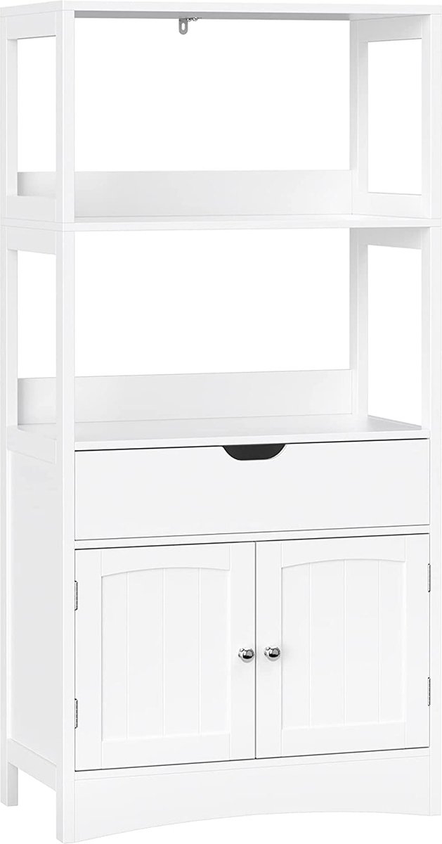 Badkamerkast-Badkamerrek-Wit -60 x 122 x 32,5 cm - Kasten
