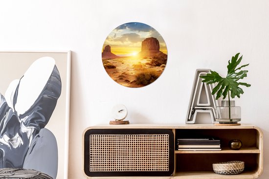 MuchoWow - Cercle mural - Cercle mural - Nature - Sable - Coucher de soleil - Pierres - Plastique - Cercle mural intérieur - Décoration murale ronde - Décoration murale ronde - 30x30 cm - Tableaux ronds