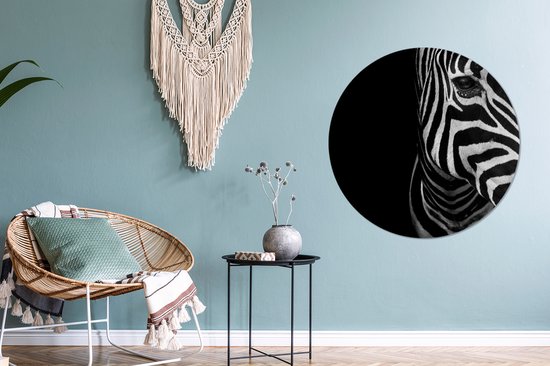 WallCircle - Cercle mural - Cercle mural - Animaux - Zebra - Zwart - Wit - Aluminium - Dibond - 90x90 cm - Intérieur et Extérieur