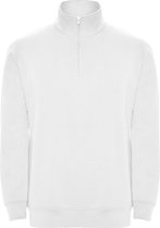 Witte sweater met halve rits model Aneto merk Roly maat 3XL
