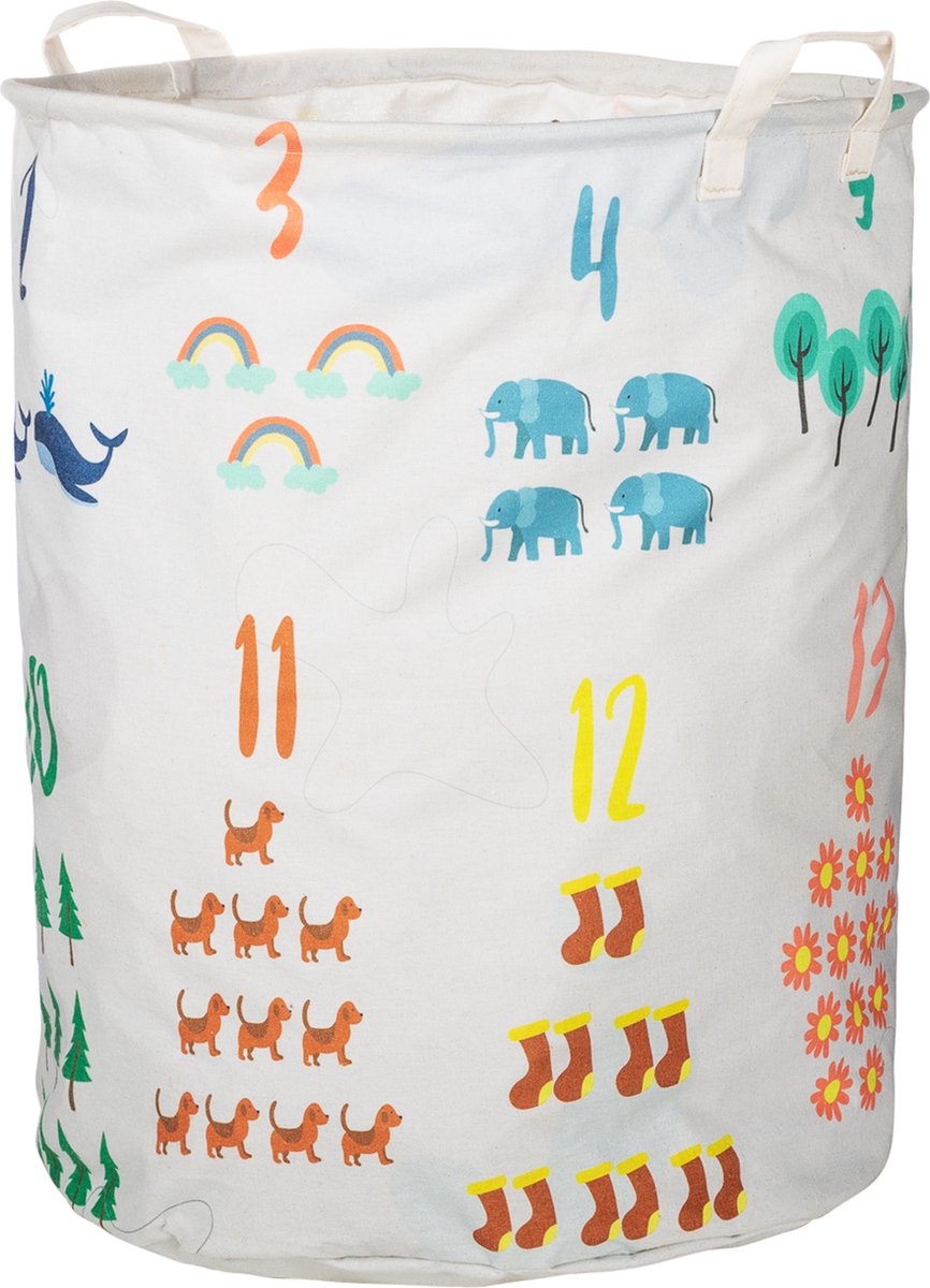 Educatieve Opbergmand kinderkamer speelgoed - Leren Tellen - Opbergmand met handgrepen - Wasmand voor Kinderkamer of Babykamer - Canvas - Opbergzak Speelgoed - Cadeau Kinder Kamer