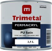 Trimetal Permacryl Pu satin - Hoogwaardige krasvaste polyurethaan acrylaat aflak - watergedragen voor binnen - 2.50 L satin Wit