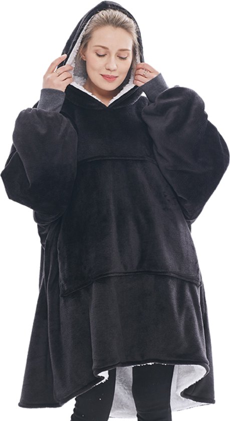 Zenful Original - Oodie - Sweat à capuche oversize - Couverture avec manches - Extra chaud, doux et long - Femme - Zwart