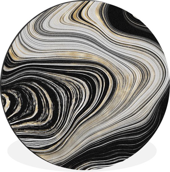 WallCircle - Wandcirkel - Muurcirkel - Agaat steen - Marmer - Goud - Edelstenen - Aluminium - Dibond - ⌀ 30 cm - Binnen en Buiten