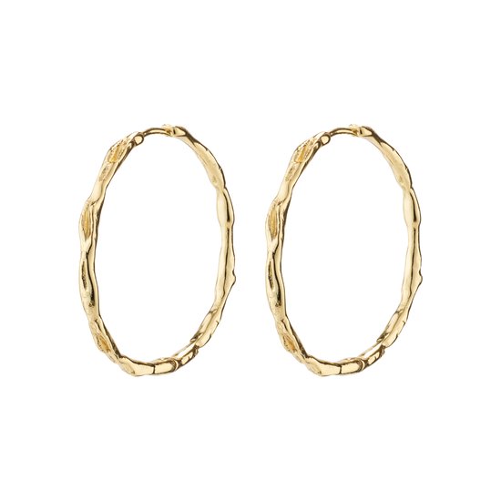 Boucles d'oreilles d'Oreilles Ring Pilgrim Eddy - Bijoux Femme - Design Ondulé - Recyclé - Couleur Or - Diamètre 20 mm