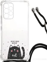 Telefoonhoesje Geschikt voor Samsung Galaxy A53 Silicone Case met transparante rand Cat Good Day