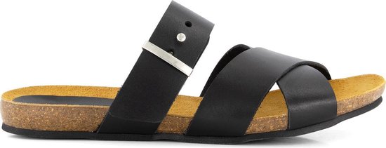 Travelin' Vinaros - Leren Dames sandalen - Slippers - Zwart Leer - Maat 38  | bol.com