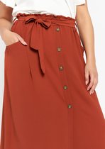 LOLALIZA Midi rok met knopen en split - Rood - Maat 42