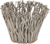 J-Line Windlicht Takken Met Glas Hout Grijs Large