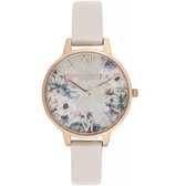 Olivia Burton Watercolour Florals Dial Watch - OB16PP53 - Dameshorloge - MOP - Lederen horlogeband - Creme - 34 MM
