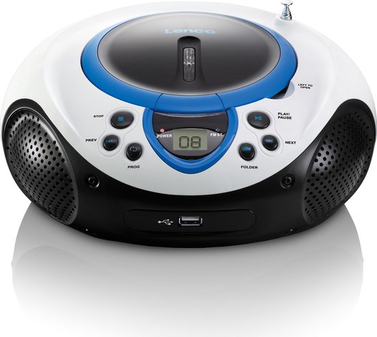 Lenco SCD-38 - Draagbare radio CD speler met USB aansluiting - Wit/Blauw |  bol.com