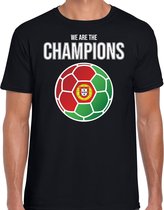 Portugal EK/ WK supporter t-shirt - we are the champions met Portugese voetbal - zwart - heren - kleding / shirt S