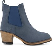 Travelin' Pau Nubuck - Leren dames enkellaars met hak - Chelsea boot - Blauw leer - Maat 39
