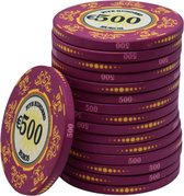 Macau deluxe keramische chips €500,- (25 stuks)