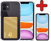 Hoes voor iPhone 11 Hoesje Met Pasjeshouder Screenprotector - Hoes voor iPhone 11 Hoesje Transparant Shock Proof Case - Hoes voor iPhone 11 Hoesje Met Kaarthouder