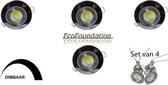 Set van 4 x Chrome inbouwarmatuur inclusief dimbare LED spot van 5W - 450 Lumen - 4000K - 60°