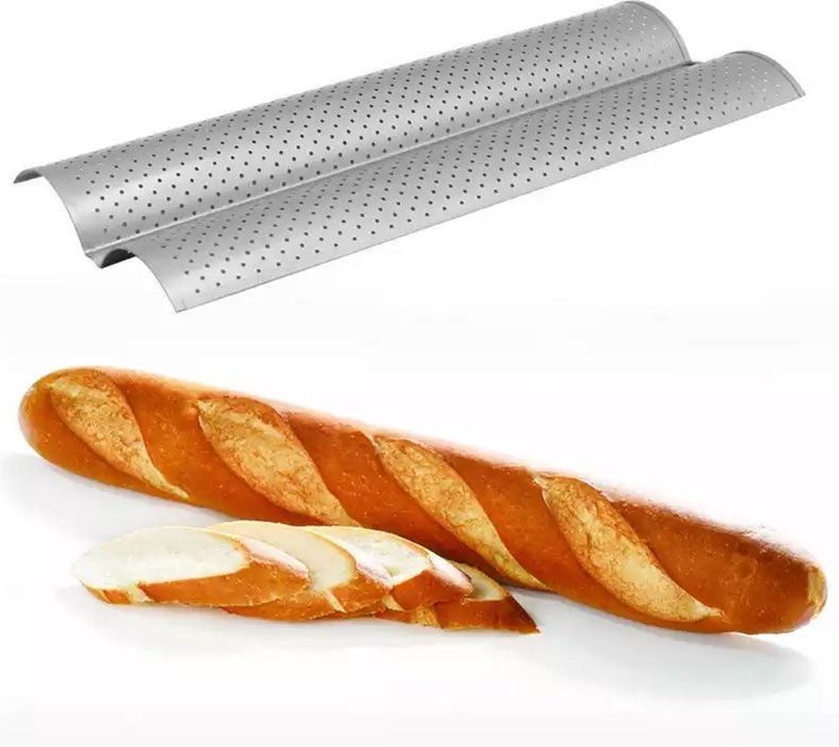Stokbroodvorm - Bakvorm voor Stokbrood- 2 rijen - 162 mm